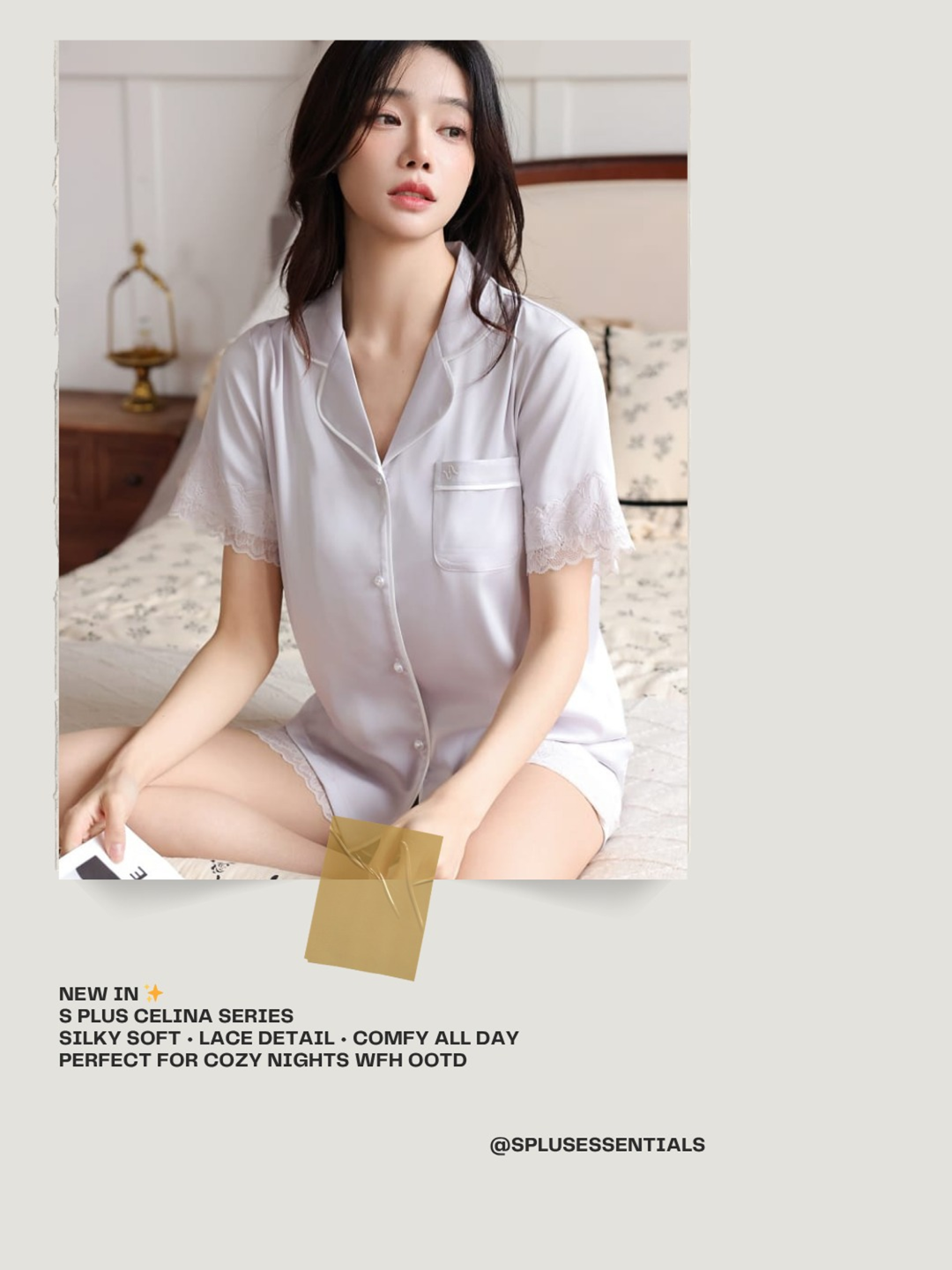 S PLUS Celina Series Silky soft Lace Pyjamas SET